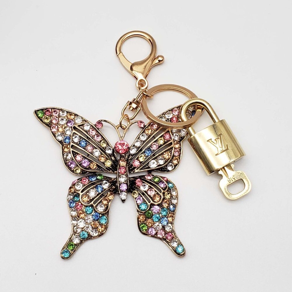 Louis Vuitton Gold Lock 🔒 Authentic LV Key + Unbranded Butterfly  Bag Charm
